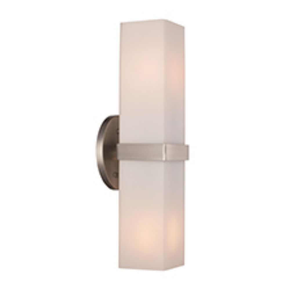Trans Globe Lighting 21362 BN 2LT White Rectangle Wall Sconce in Brushed Nickel